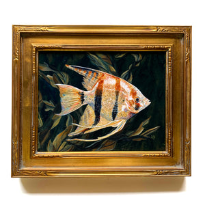 angelfish painting in gold frame