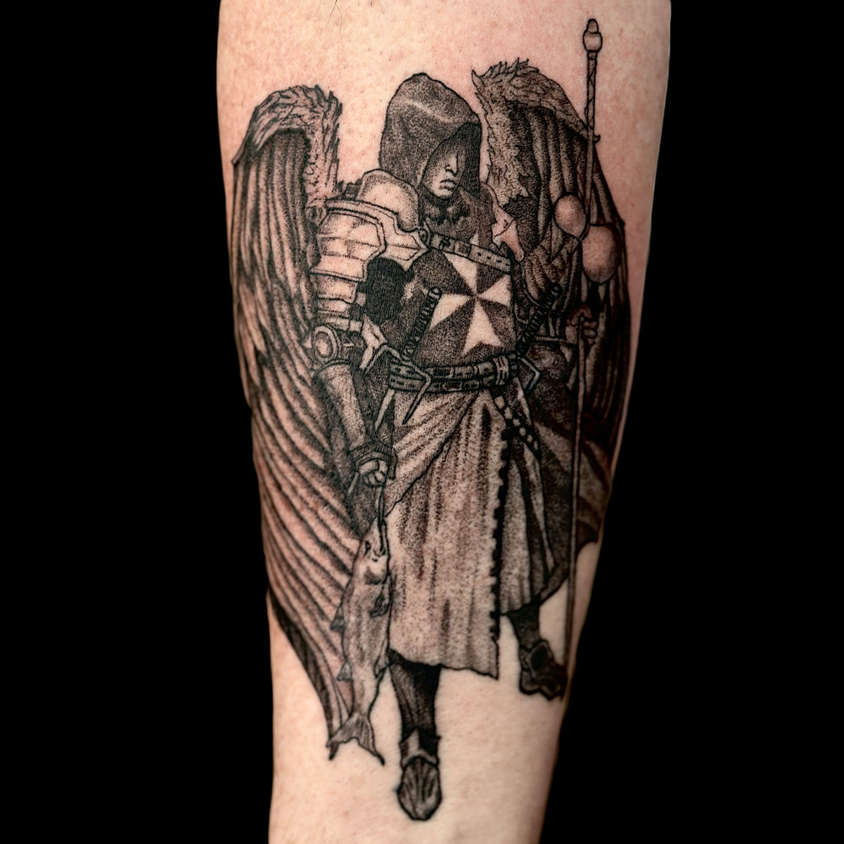 archangel knights templar tattoo by Danny Schreiber