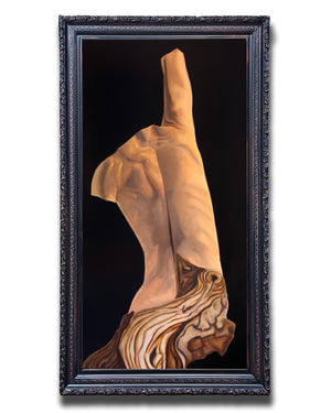 "The Heart Asks Return, Not Gold" Figurative Torso Oil Painting in ornate frame by Danny Gordo
