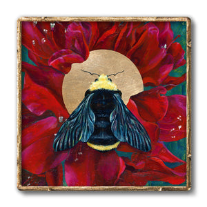 bee art print in gold frame