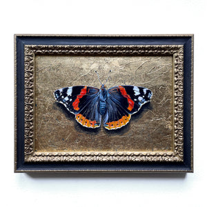 black butterfly painting gold leaf