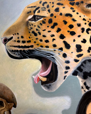 detail of jaguar oil painting