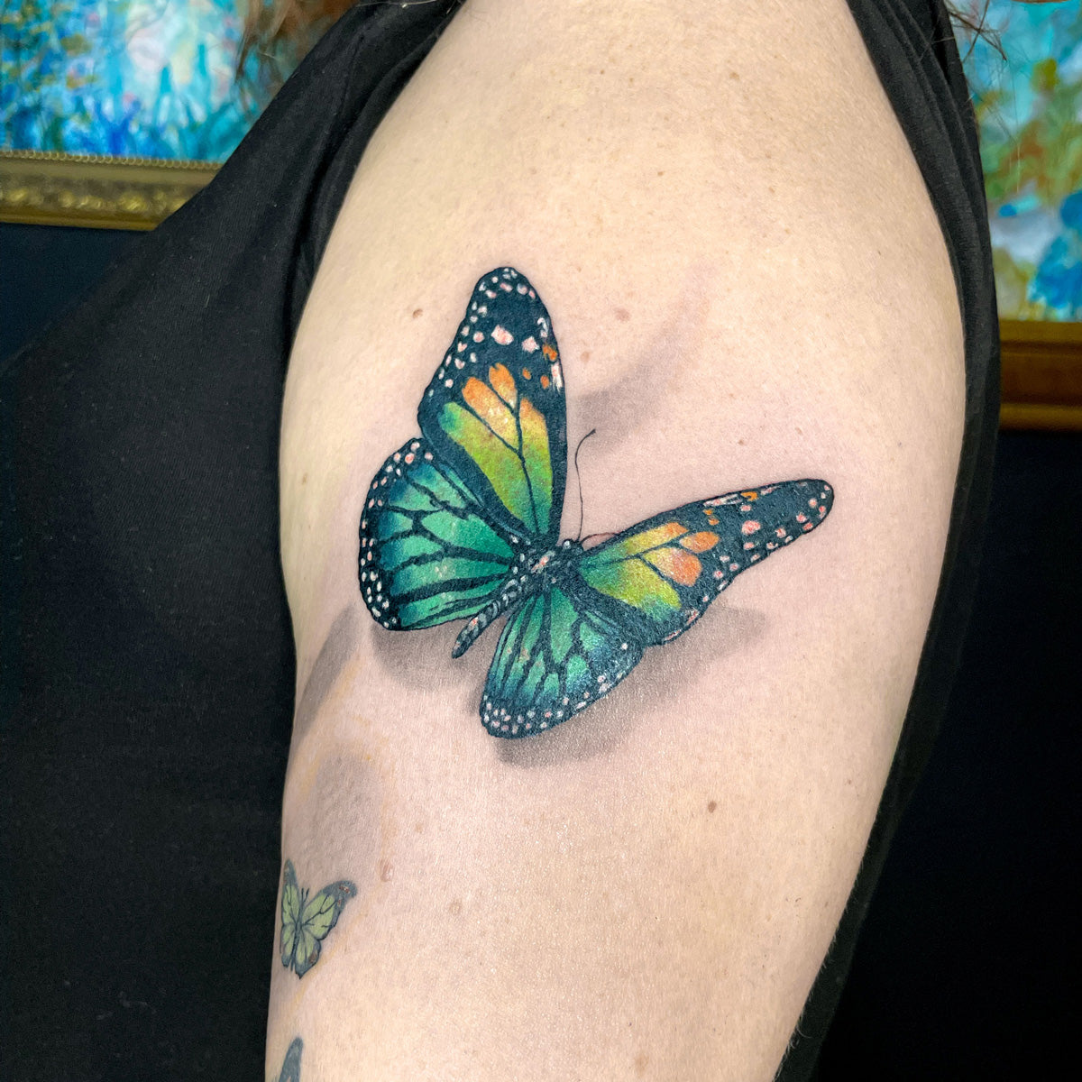 Blue Butterfly Tattoo by Cass Brown