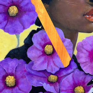 woman portrait painting flower detail