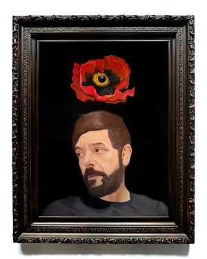 "Every Journey Changes the Shape of Home" Framed Man Portrait Painting with Poppy by Danny Gordo