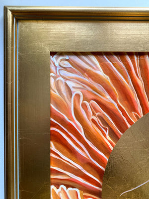 moth mushroom painting gold leaf frame detail