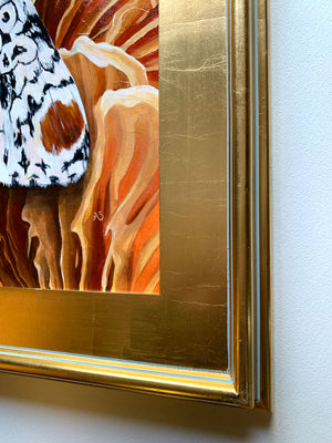 moth painting gold leaf frame