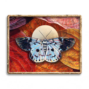 blue tiger moth leaves art print