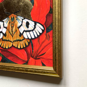 'Expand' sheep moth embellished art print gold wood frame detail