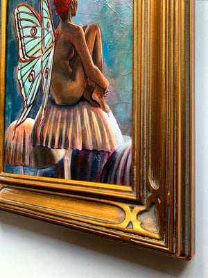 fairy painting carved gold leaf frame detail