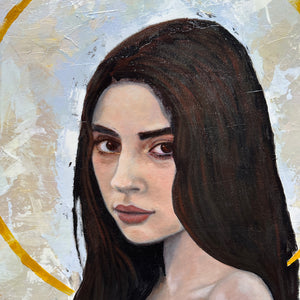 woman portrait painting face detail