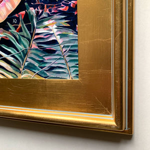 moth fern painting gold leaf frame detail