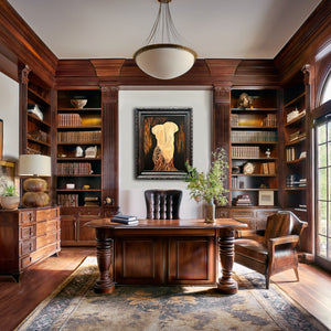 figurative painting hanging in office