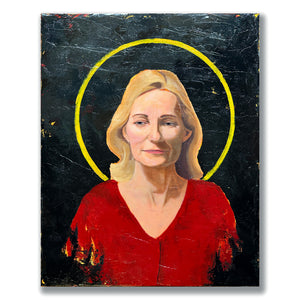 woman in red portrait painting