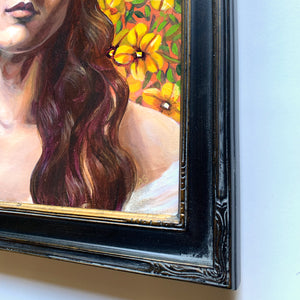  goddess painting black and gold frame detail