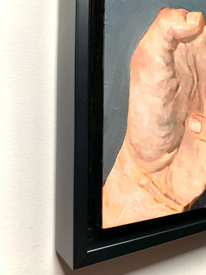hand oil painting in black float frame