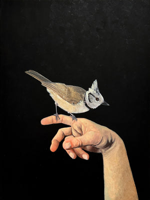 figurative hand painting with bird oil painting