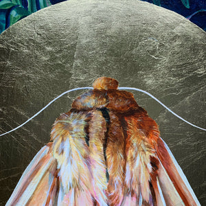 isabella tiger moth painting gold halo detail