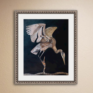 "Luna" Heron Art Print