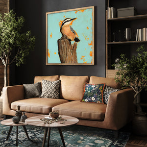nuthatch bird art print on wall