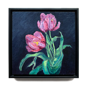 pink tulip oil painting