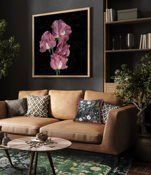 purple floral artwork