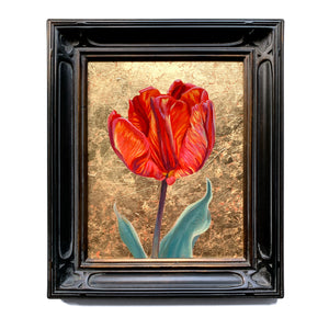 red tulip painting gold leaf