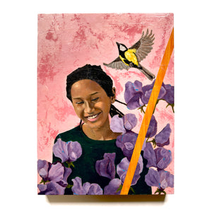 girl portrait painting with flowers