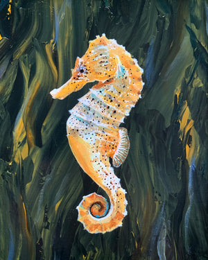 "Treasure" Seahorse Painting 7x5