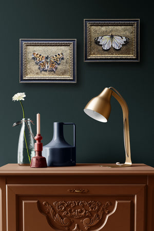 2 gold leaf butterfly paintings