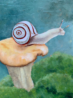 snail mushroom painting detail