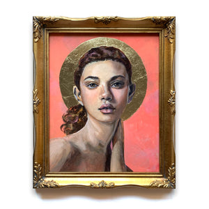 sunrise angel painting gold leaf halo