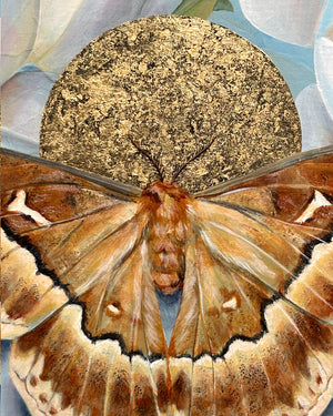 sweetbay silkmoth magnolia painting gold leaf detail