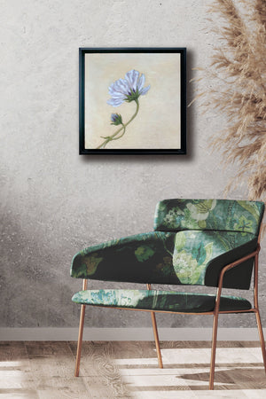 light flower painting hanging on wall