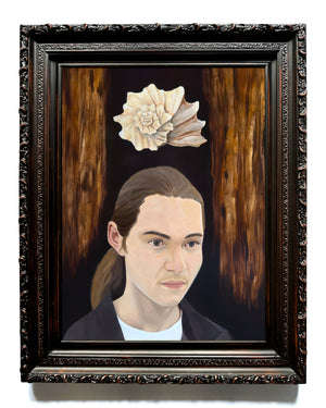 "What Leaves Returns, But Not Unchanged" Framed Young Man portrait Painting with Seashell by Danny Gordo