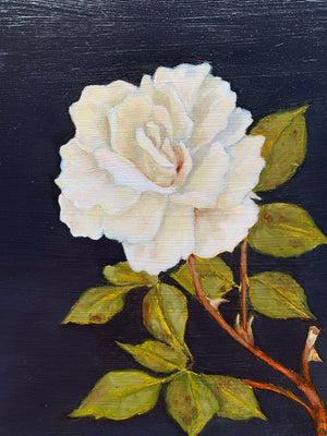 white rose oil painting detail
