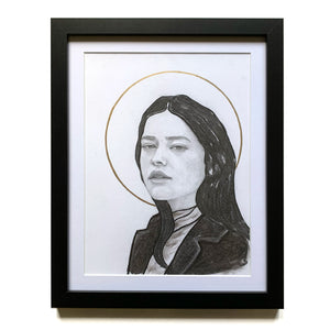 charcoal woman portrait drawing