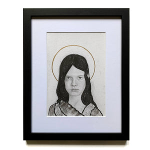 young woman portrait charcoal drawing