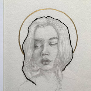 young woman portrait drawing face detail