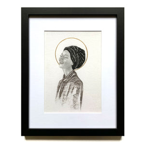 joyful woman portrait drawing