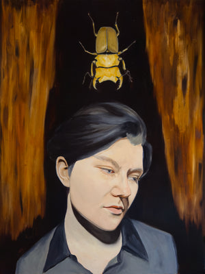 "Love Did Not Soften The Blade" Woman Portrait Painting with Beetle by Danny Gordo