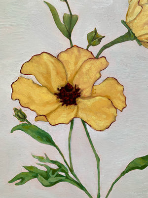 yellow flower oil painting detail