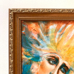 Brassy Bells emotional art colorful painting antique gold frame detail by aimee schreiber