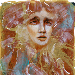 Candles crystals canyons emotional art metallic acrylic painting portrait detail Aimee Schreiber