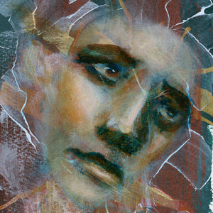 Caverns cauldrons cradles emotional art contemporary portrait acrylic painting face detail by aimee schreiber