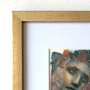 Caverns cauldrons cradles emotional art contemporary portrait acrylic painting in gold frame with white mat by aimee schreiber