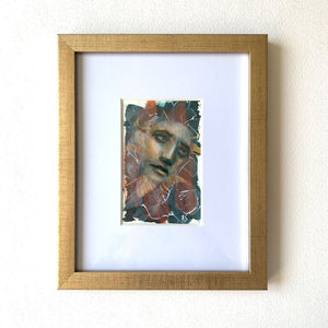 Caverns cauldrons cradles emotional art contemporary portrait acrylic painting in gold frame with white mat by aimee schreiber