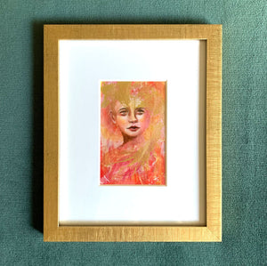 We are Lightning at Rest emotional art colorful acrylic painting in gold frame with white mat on teal wall aimee schreiber