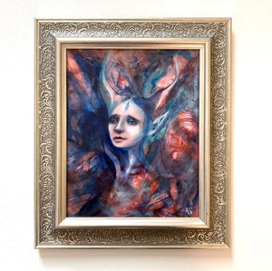 Tangled Tides emotional art colorful painting in antique silver frame by aimee schreiber