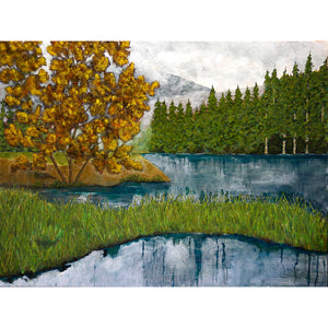 landscape art print tree forest lake 